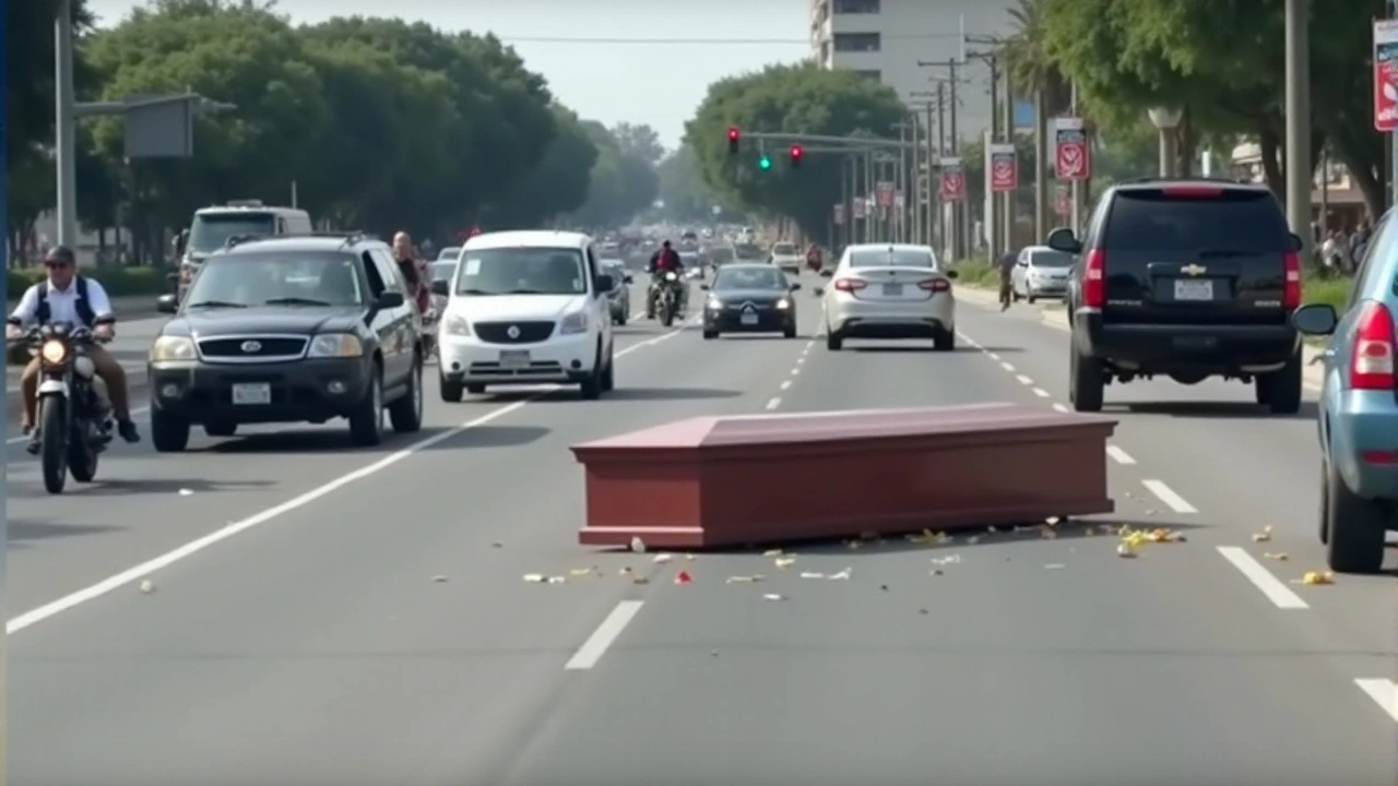 Cofre Despenca de Carro Fúnebre em Rua Movimentada de Osasco; Assista ao Vídeo